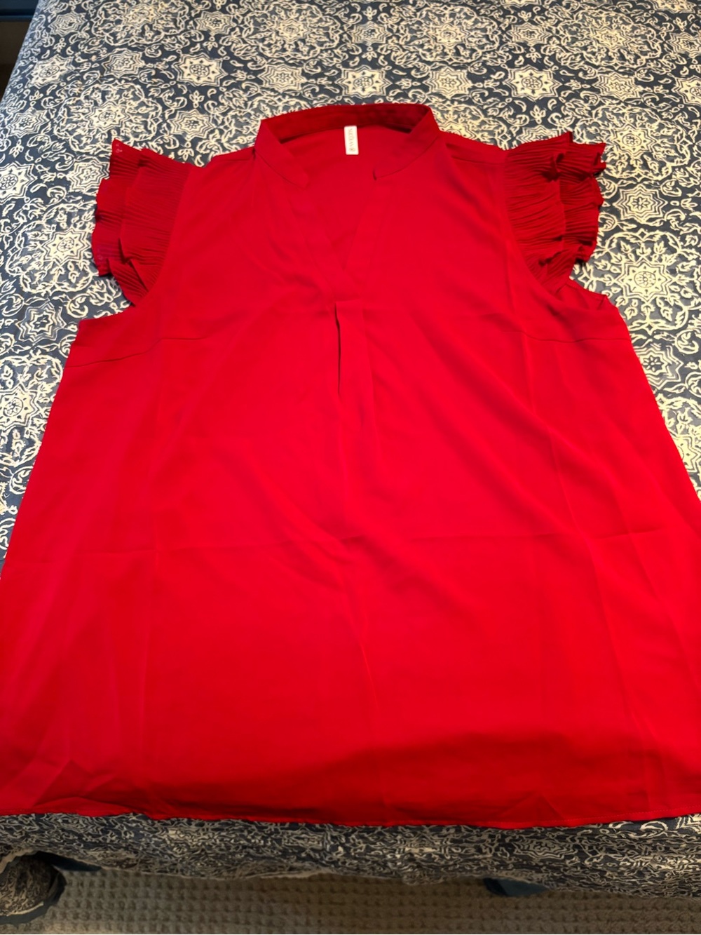 Women's Red Ruffle Sleeve Blouse